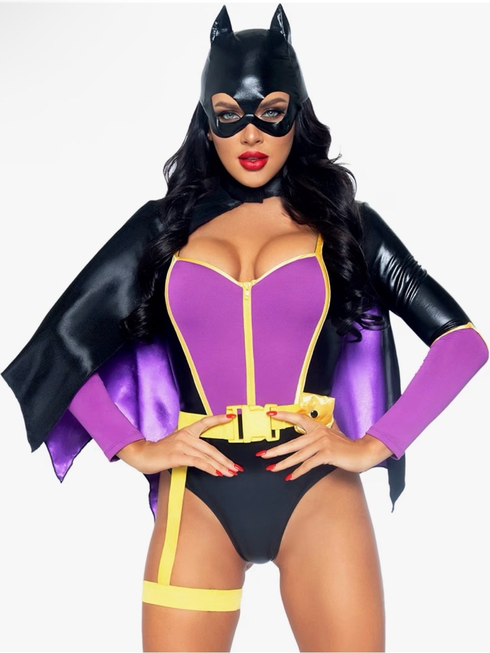 Leg Avenue 4 Pc Bombshell Bat, Long Sleeved Zip Up Costume 87064-10103 Large
